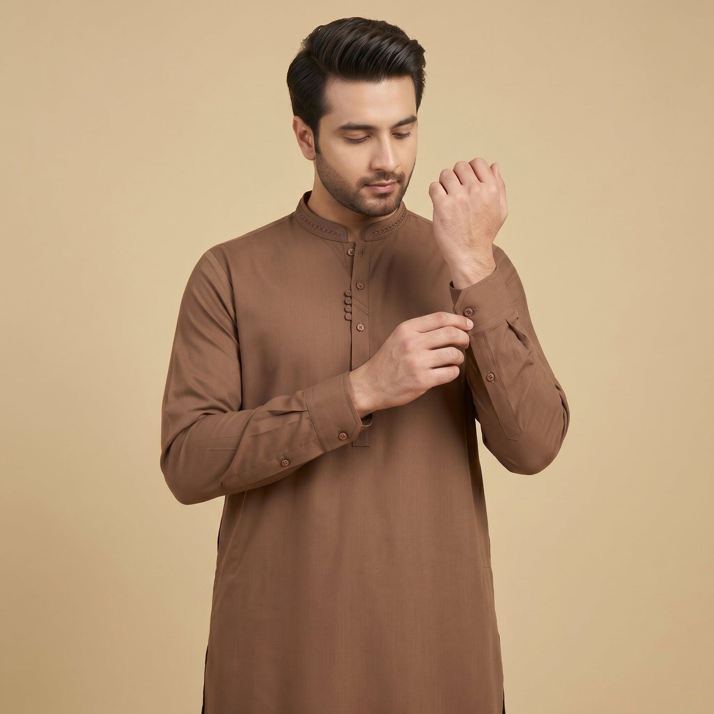 LITE BROWN SEMI-FORMAL KAMEEZ SHALWAR