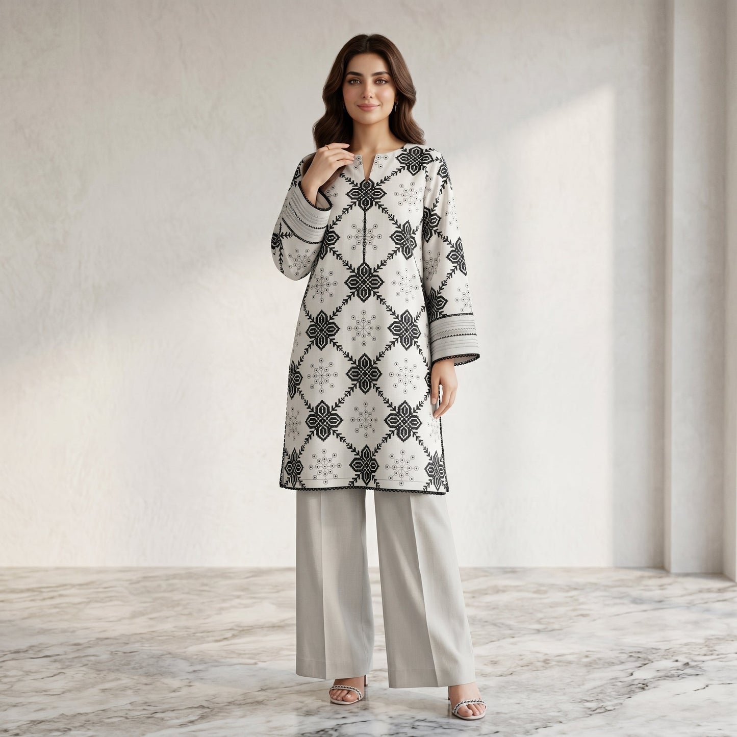 2 Piece Unstitched Embroidered Lawn Suit