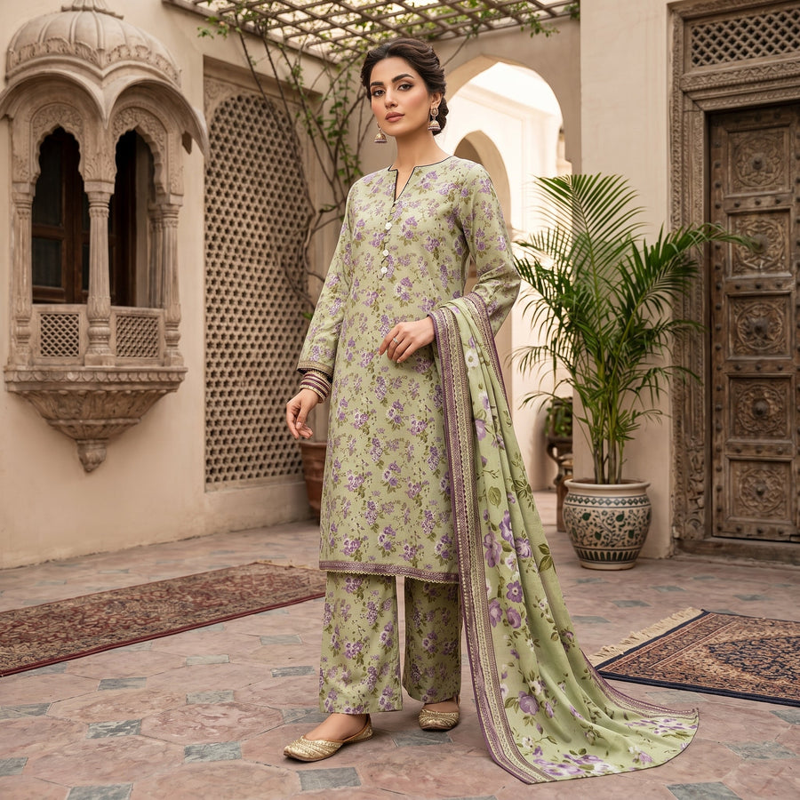 3 Piece Unstitched Embroidered Lawn Suit