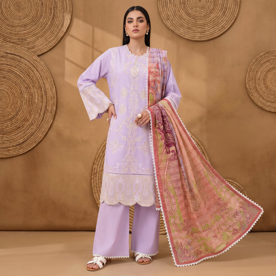 3 Piece Unstitched Embroidered Lawn Suit