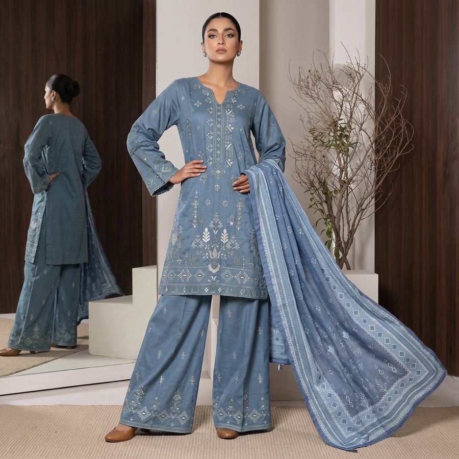 3 Piece Unstitched Embroidered Lawn Suit