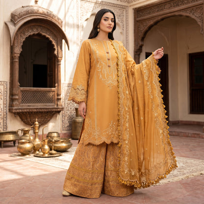 3 Piece Unstitched Embroidered Lawn Suit