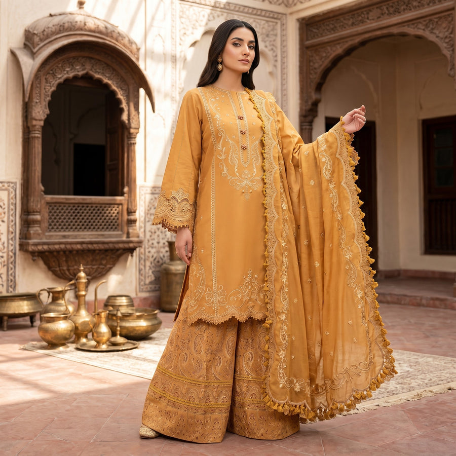3 Piece Unstitched Embroidered Lawn Suit