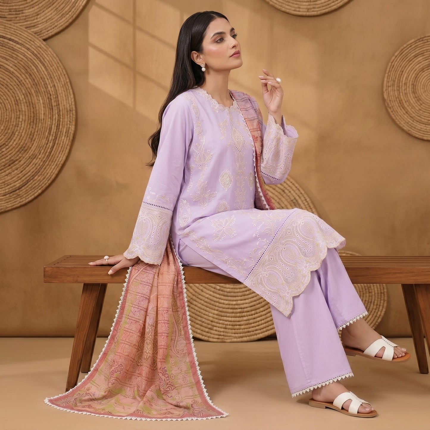 3 Piece Unstitched Embroidered Lawn Suit