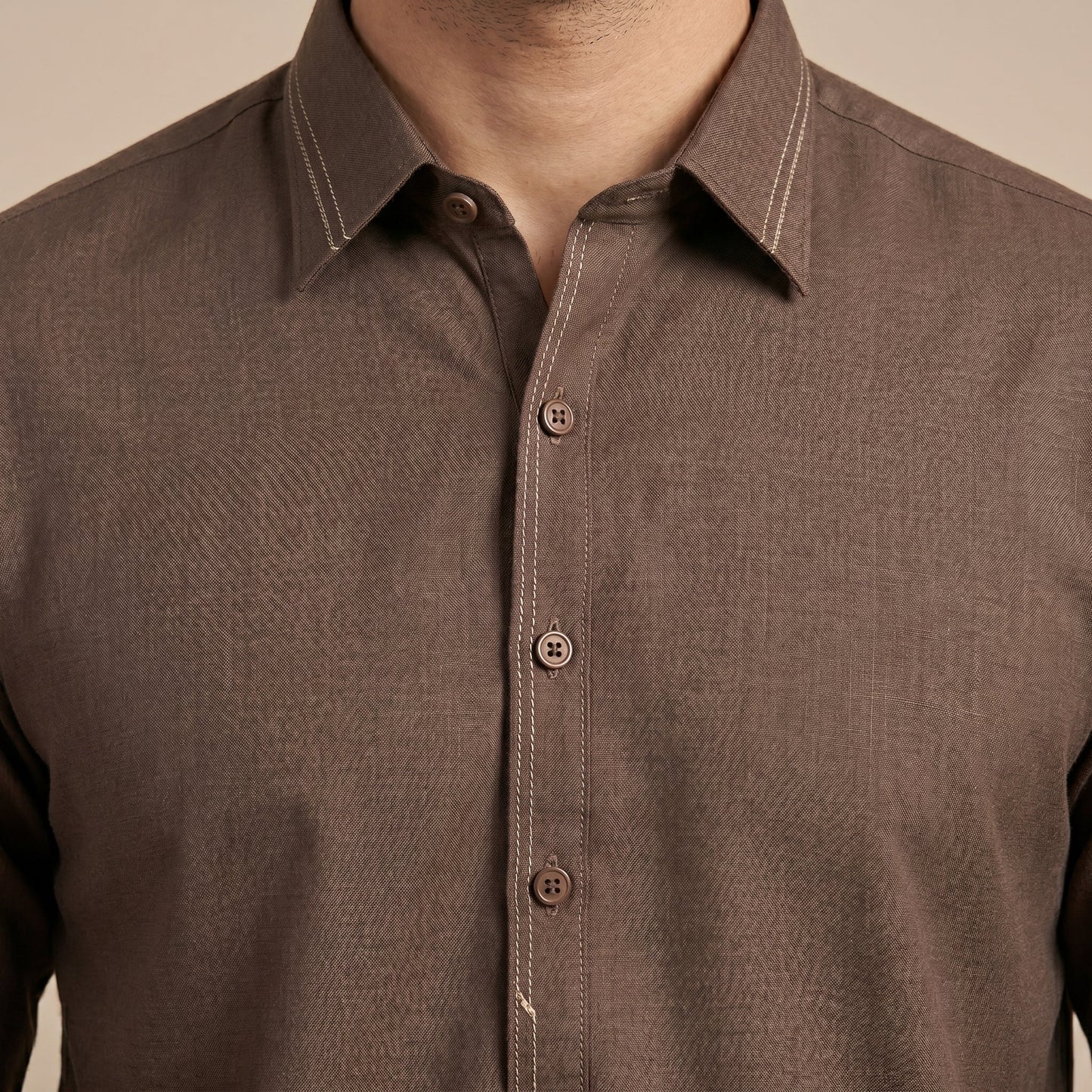 BROWN SEMI-FORMAL KAMEEZ SHALWAR