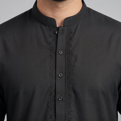 BLACK SEMI-FORMAL KAMEEZ SHALWAR