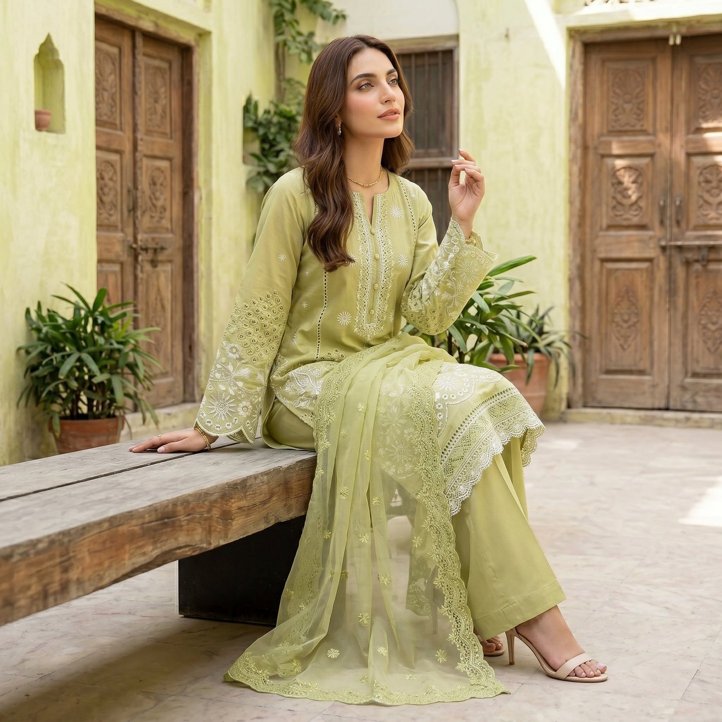 3 Piece Unstitched Embroidered Lawn Suit