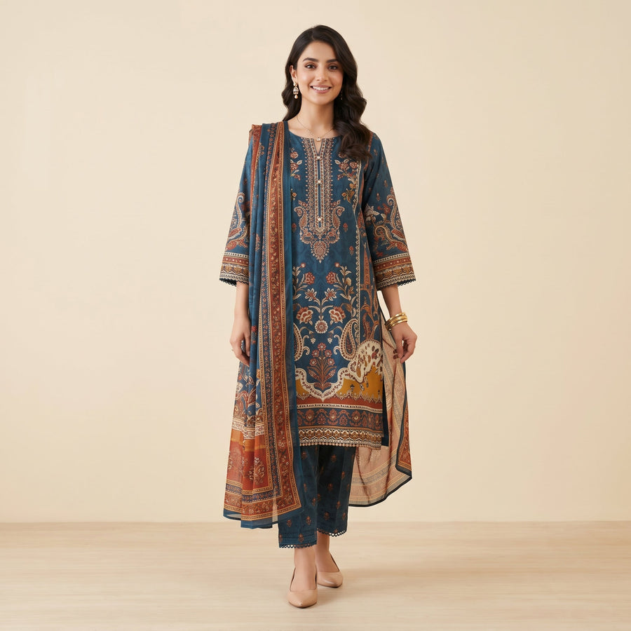 3 Piece - Printed Suit