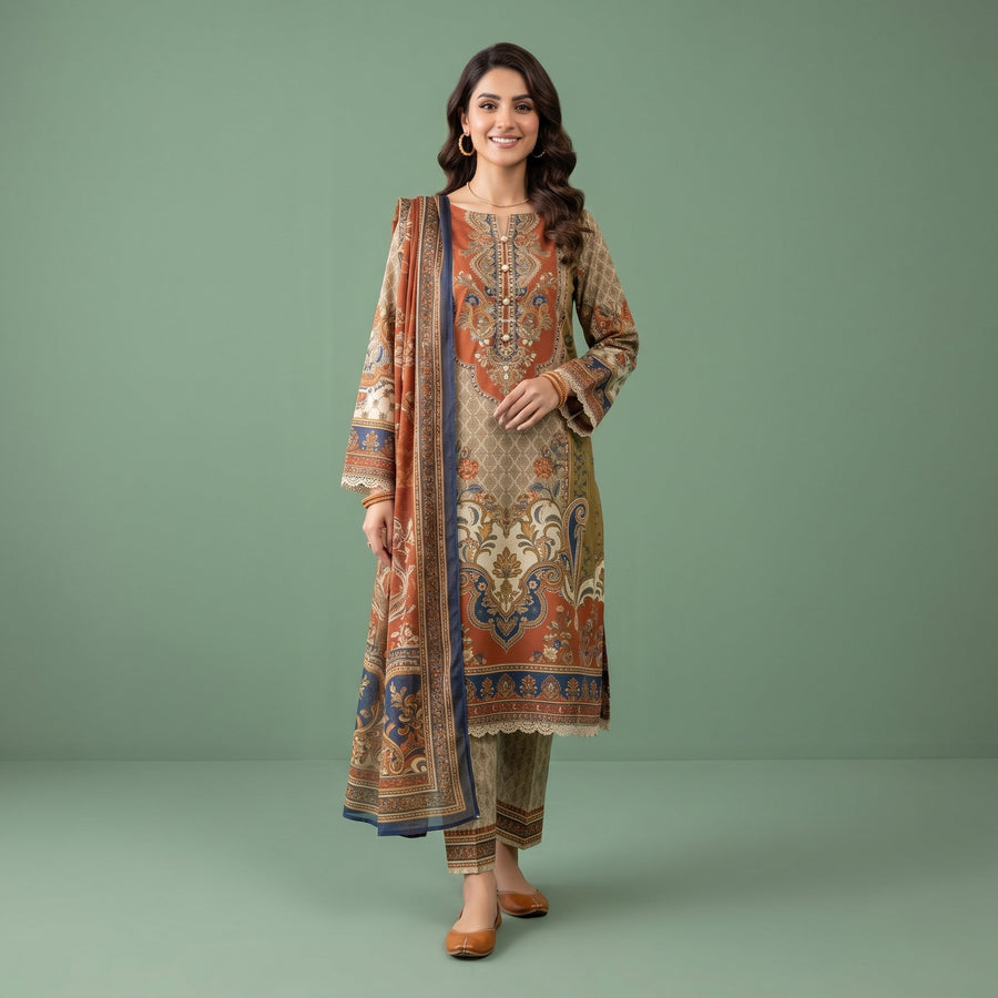 3 Piece - Printed Suit