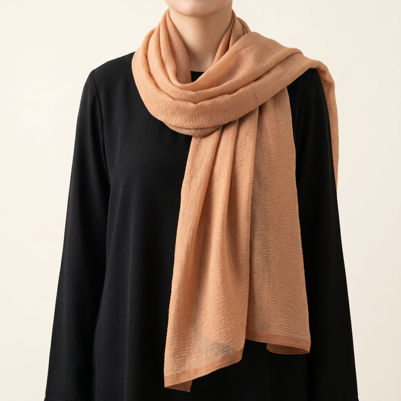 Peach Crinkle Chiffon Stole