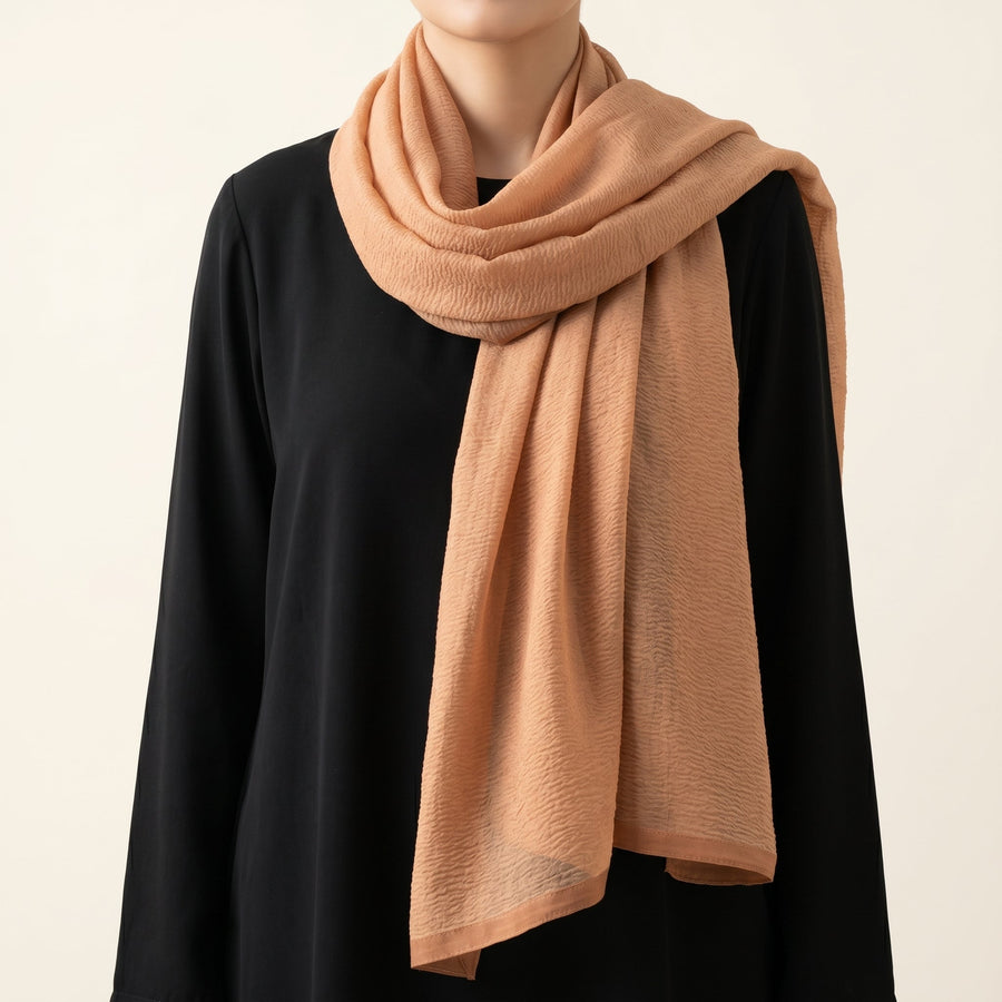 Peach Crinkle Chiffon Stole