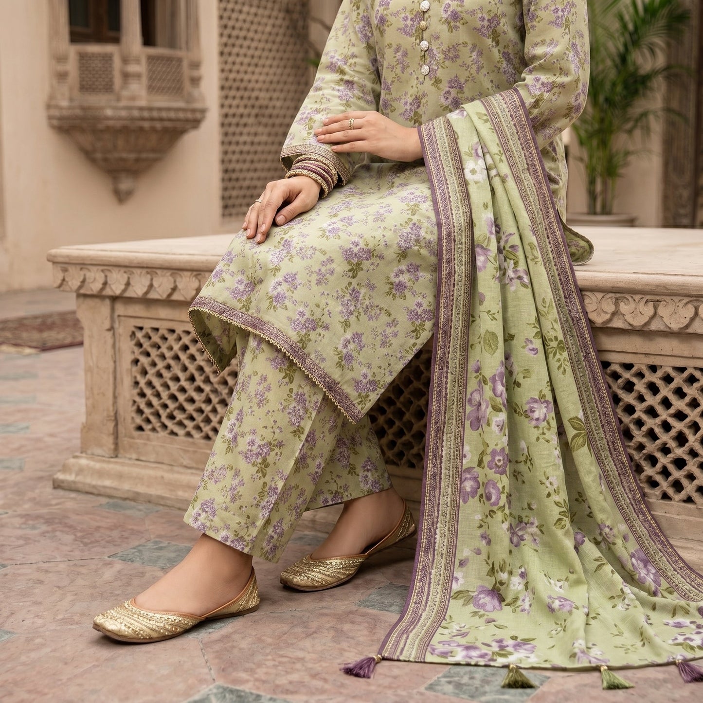 3 Piece Unstitched Embroidered Lawn Suit