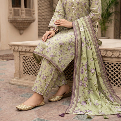 3 Piece Unstitched Embroidered Lawn Suit