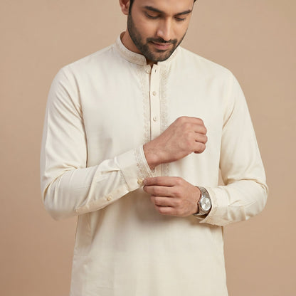 Cream SEMI-FORMAL KAMEEZ SHALWAR