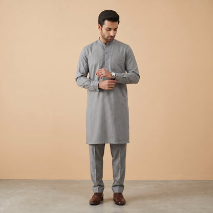 GREY SEMI-FORMAL KAMEEZ SHALWAR