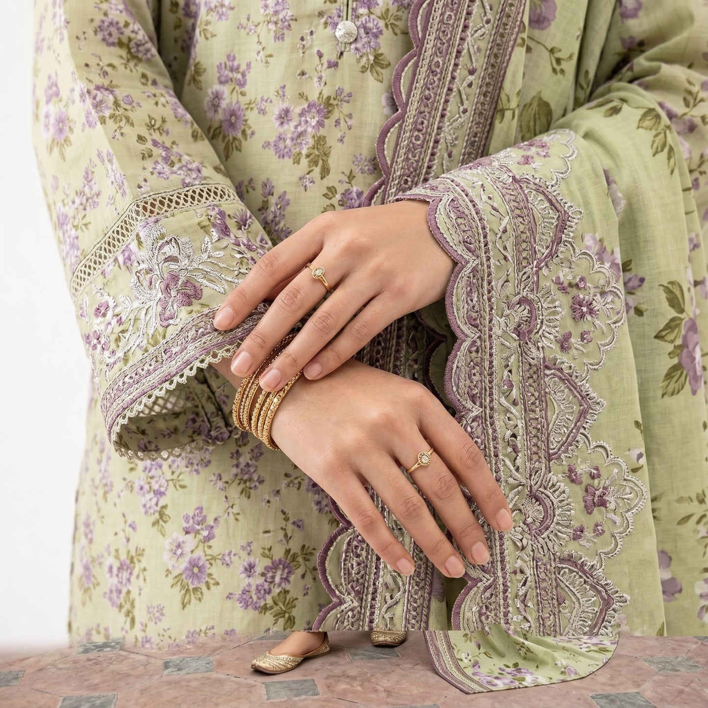 3 Piece Unstitched Embroidered Lawn Suit
