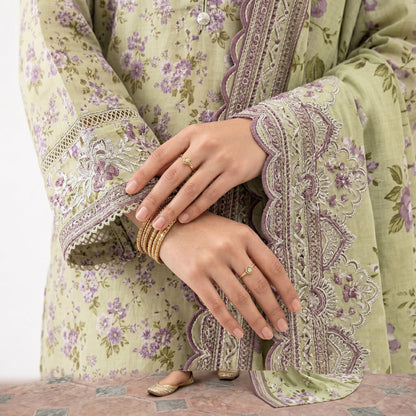3 Piece Unstitched Embroidered Lawn Suit