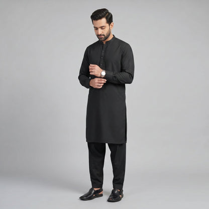 BLACK SEMI-FORMAL KAMEEZ SHALWAR