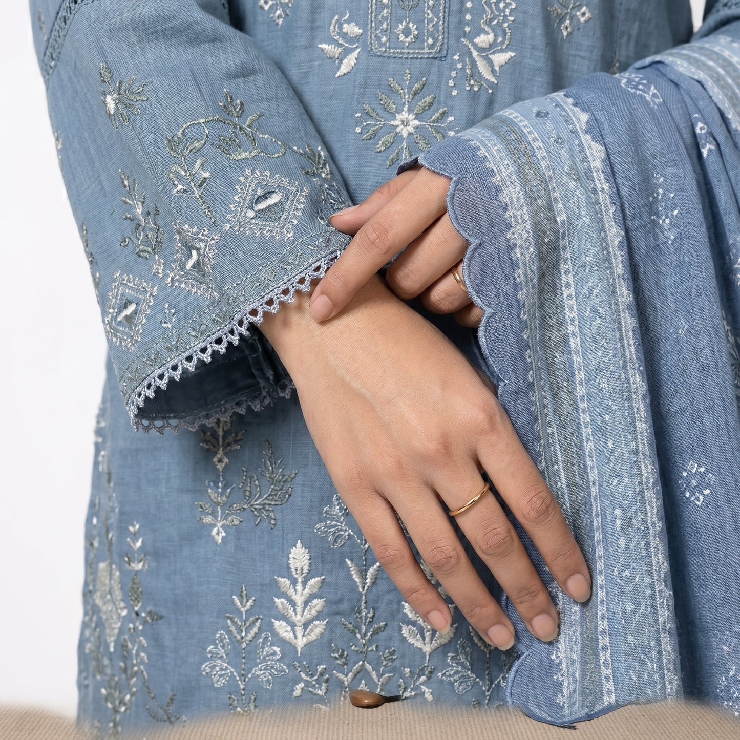 3 Piece Unstitched Embroidered Lawn Suit