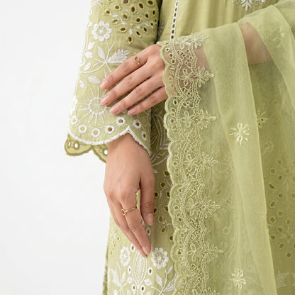 3 Piece Unstitched Embroidered Lawn Suit