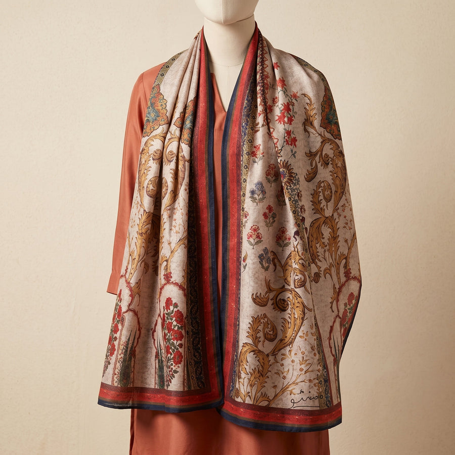 Vintage Floral Silk Stole