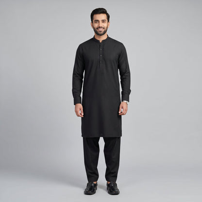 BLACK SEMI-FORMAL KAMEEZ SHALWAR