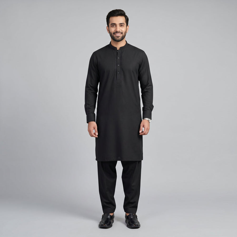 BLACK SEMI-FORMAL KAMEEZ SHALWAR