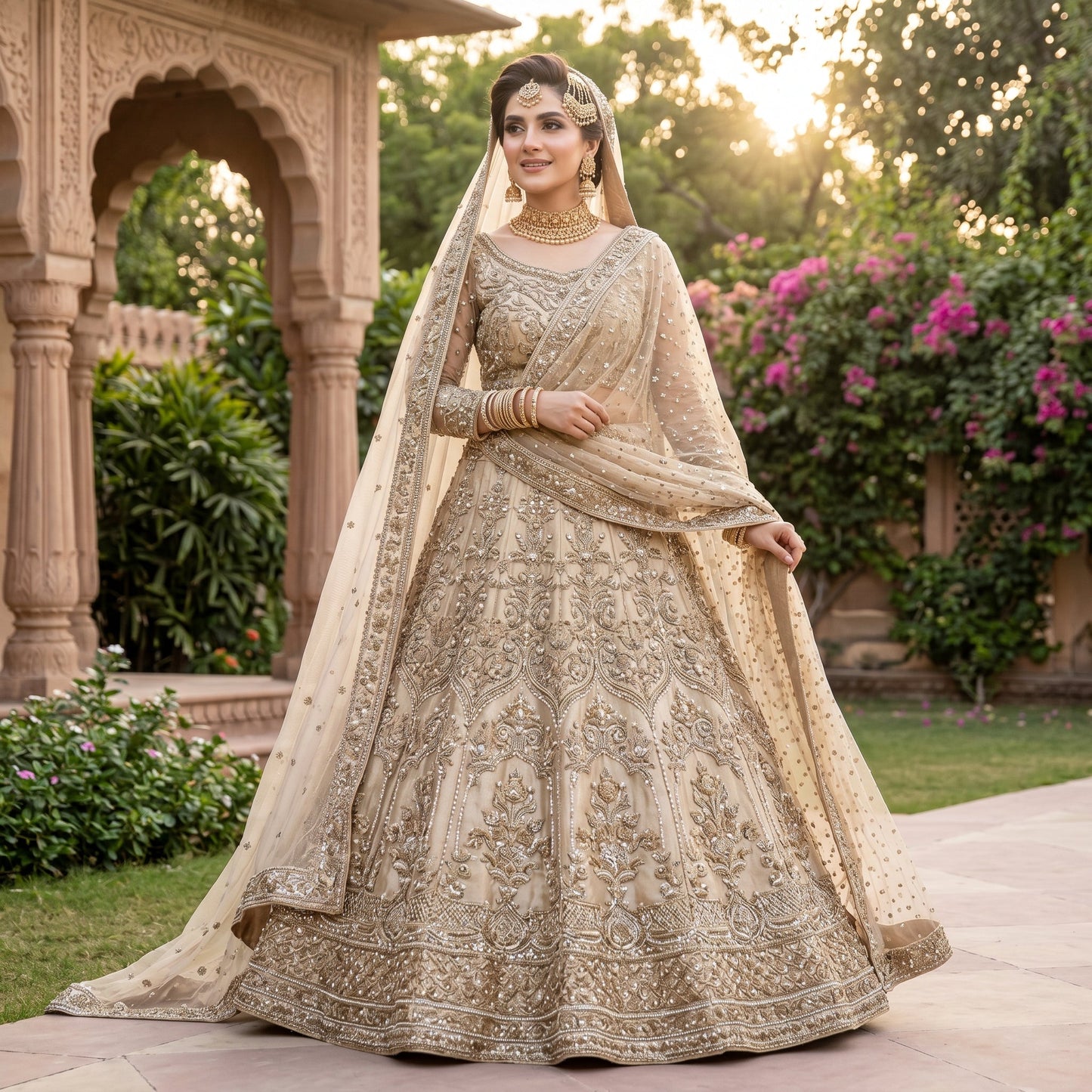 Champagne Elegance Bridal Lehenga