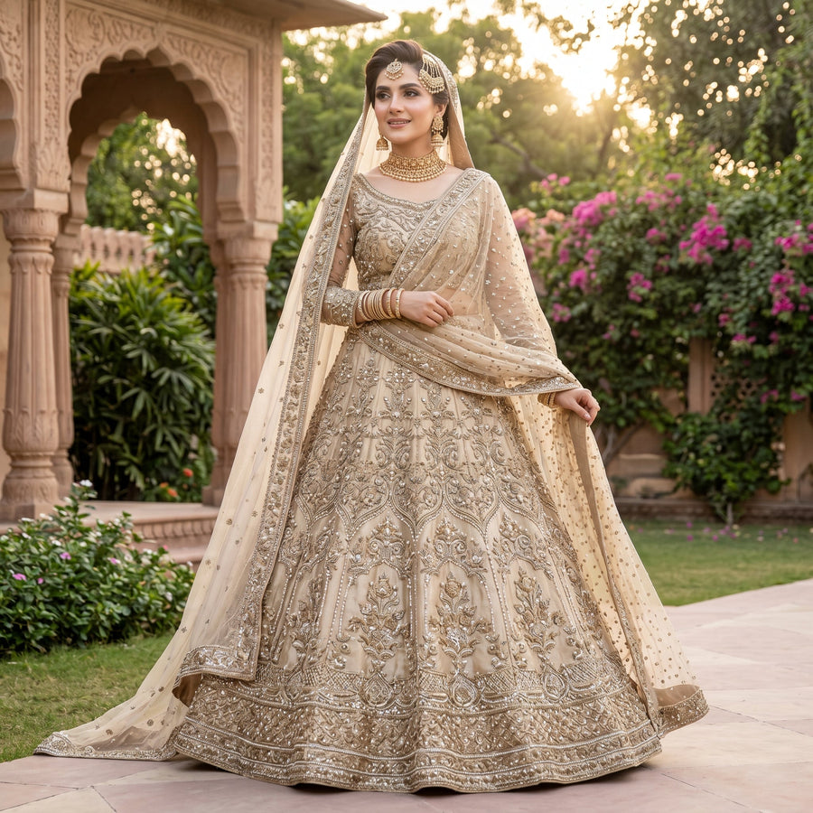 Champagne Elegance Bridal Lehenga