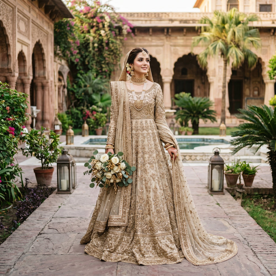 Champagne Empress Bridal Peshwas