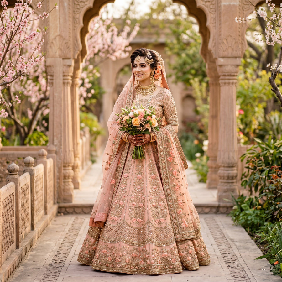 Peach Blossom Bridal Lehenga