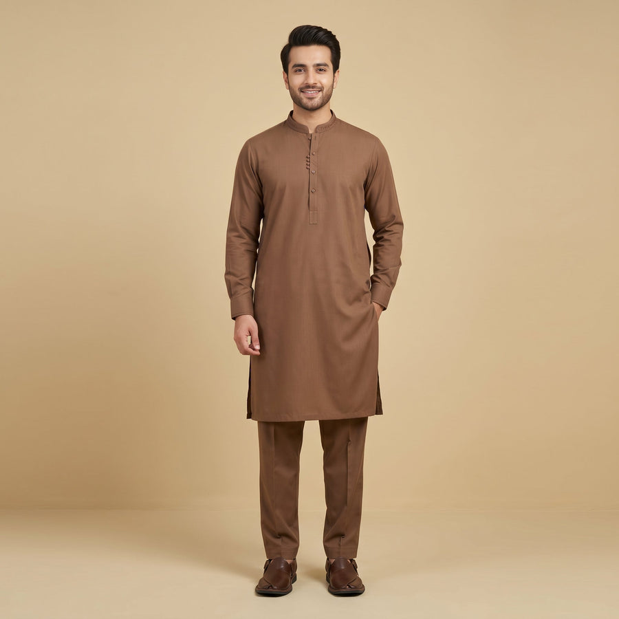 LITE BROWN SEMI-FORMAL KAMEEZ SHALWAR