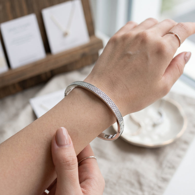stainless steel Bangle bracelet daimond stone for girls and women